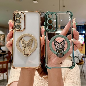 Custodia per telefono con supporto magnetico con Glitter a farfalla per samsung A15 A25 A35 nota 20 Cover protettiva trasparente elettrolitica - Product Image 1