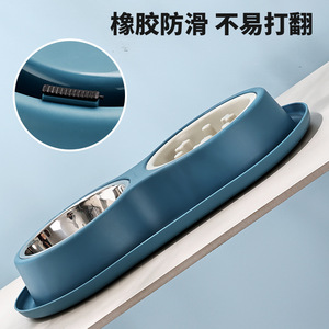 Bols doubles en acier inoxydable pour animaux de compagnie, alimentation lente, anti-étouffement, antidérapants, grande capacité pour chiens et chats - Product Image 4