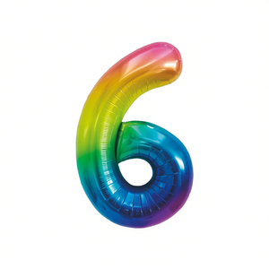 Globo de Número 6 para Fiesta, 1M, Multicolor, Metálico, Decoraciones para Fiestas Infantiles - Product Image 1