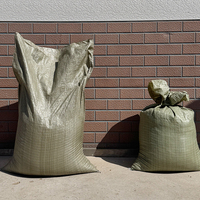 Sacs en plastique tissé PP vert militaire durables de 50 kg, résistants à l'humidité, réutilisables, impression offset, taille personnalisée acceptée
