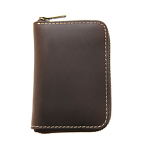 Grosir Pabrik dompet kulit asli Crazy Horse dompet kulit asli buatan tangan pria gaya Vintage sederhana dompet kulit Full Grain