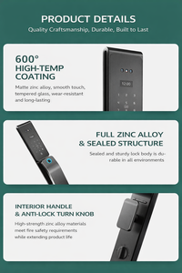 Cerradura inteligente con reconocimiento facial, control por aplicación Wi-Fi, cerradura de puerta de acero inoxidable para puerta de acero, almacenamiento en la nube de la aplicación Tuya - Product Image 5