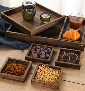 Plateau rectangulaire vintage en <span class=keywords><strong>verre</strong></span> et bois avec poignées, motif bégonia en relief, pour desserts, cérémonies du thé, dîners, personnalisable, style <span class=keywords><strong>maison</strong></span> de charpentier ancien - Product Image 2