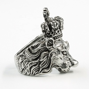Bagues pour hommes de style hip-hop européen et américain, tête de lion, bijoux animaliers - Product Image 3