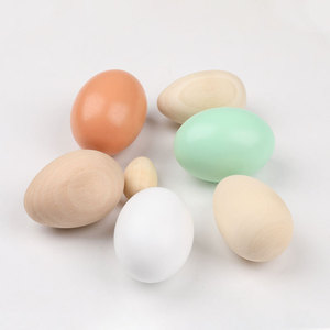 Wooden Simulated <b>Eggs</b> Colored Duck <b>Eggs</b> For Easter <b>Decoration</b> Non Toxic Craft Toys Ornaments Oval Shape XD104 - Product Image 1