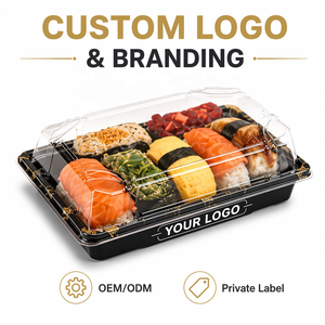 <span class=keywords><strong>Plateau</strong></span> à <span class=keywords><strong>sushi</strong></span> jetable en PET noir de différentes tailles, personnalisé en usine, avec couvercle anti-buée, conteneur à <span class=keywords><strong>sushi</strong></span> japonais - Product Image 2