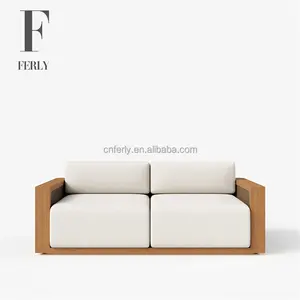 Ferly ODM thiết kế tùy biến gỗ tếch Hiện Đại Đồ nội thất ngoài trời sang trọng Trắng sofa cắt loveseat Sofa giường vườn Ba Lan