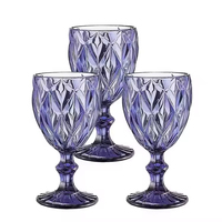 Vente en gros, vente chaude, verre à vin vintage coloré à motif pressé, tout usage, 310 ml, 10 oz, gobelet de mariage pour fête, hôtel, restaurant