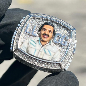 Мужское кольцо из муассанита в стиле хип-хоп с портретом, кольцо с бриллиантами, ювелирное изделие из эмалированной фольги, кольцо из стерлингового серебра с 925 муассанитом - Product Image 2