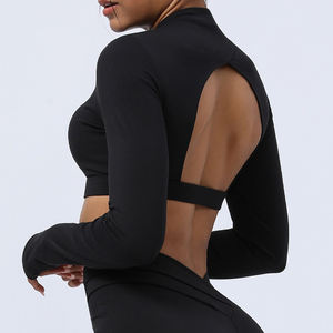 HEARUISAVY nuevo <span class=keywords><strong>esqueleto</strong></span> hermosa espalda Yoga ropa Tops manga larga suave deportes camiseta mujer apretado gimnasio Fitness ropa deportiva - Product Image 4