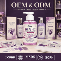Private Label OEM ODM 300ml Grape Fizz Sprankelende Geur Body Wash Glycerine Hydraterende Verfrissende Fruitgeur Douchegel