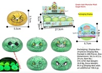 Série de Noël phosphorescente, Jouet à presser Grinch en fourrure ovale verte de 5,5 cm, Monstre mignon anti-stress, Boîte mystère à paillettes