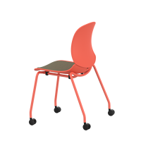 Chaise roulante moderne en tissu rouge et beige, pieds robustes, siège rembourré pour les conférences et la formation
