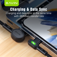 Câble de charge rapide double coude à 90 degrés BAVIN, prix de gros, personnalisé, micro USB type C, téléphone portable, 2,4 A, câble de données CB258