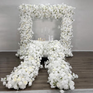 Chemin de table floral personnalisé 240*60cm, arrangement de fleurs en soie blanche, décoration luxuriante pour allée de mariage, anniversaire, cérémonie, décoration florale - Product Image 2
