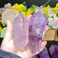 Prix de gros Haute Qualité Améthyste Double Pointe Pierre Gemme de Guérison Baguette de Cristal Violet pour Décoration Feng Shui