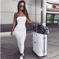 Robe longue élégante et sexy pour femme, sans manches, dos nu, coupe droite, idéale pour les soirées décontractées d'été