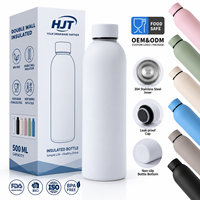Bouteille d'eau sport réutilisable en acier inoxydable 500 ml (17 oz), isotherme sous vide, anti-fuite, pour la gym, OEM