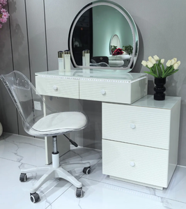 Cream White Modern Minimalist <strong>Dressing</strong> <strong>Table</strong> Rock Slab <strong>Storage</strong> Cabinet Mirror High-End Bedroom Makeup <strong>Table</strong> <strong>for</strong> Hotel Apartment - Product Image 2