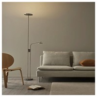 Lampe de sol LED/lampe de lecture à intensité variable, lampe d'appoint pour canapé, lampe de salon avec abat-jour rond, sans réglage de température de couleur, sans mode de contrôle