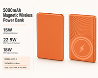 Nouvelle Batterie Externe Magnétique Ultra Sans Fil 15W 5000mAh 2026, Sortie Sans Fil 5W, Sortie PD Type-C 22.5W, Entrée PD Type-C 18W