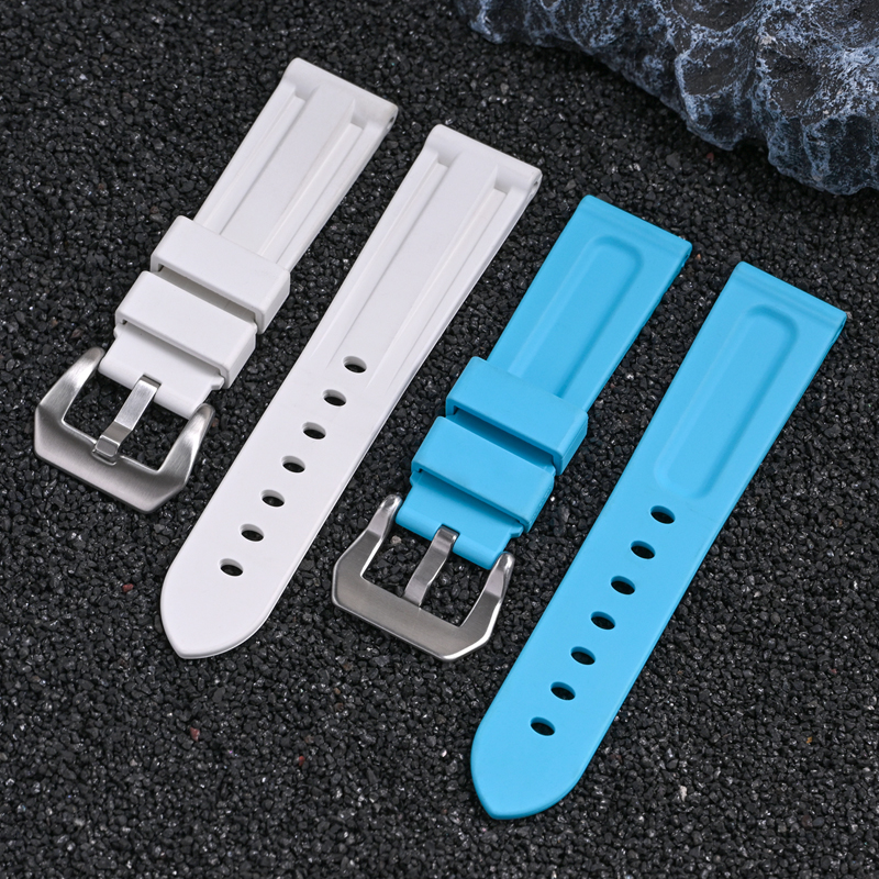 20mm 22mm 24mm FKM Fluororubber Watch Bands Strap FKM Rubber Wrist Watchbands for Panerai 111 386 441 Mechanical Watch