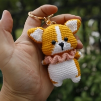 Amigurumi Poupées Animaux en crochet Chiot Akita Chien Shiba Inu Porte-clés Tricotage Tricoté Jouet en peluche Shiba Inu Corgi Porte-clés
