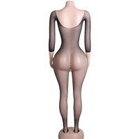 Combinaison en résille avec strass, collants de danse, tenue de scène, lingerie de club, string, tenue de strip-teaseuse, vêtements de nuit sexy