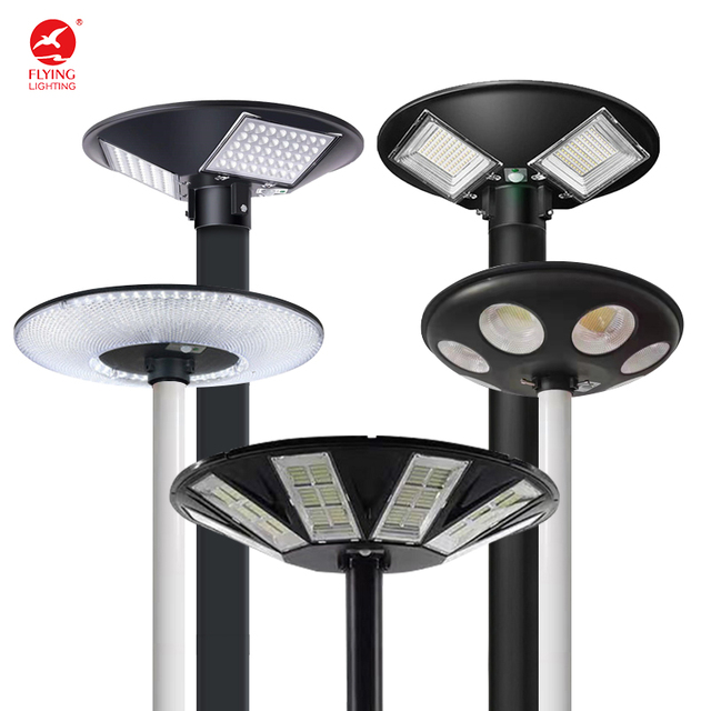 IP65 Outdoor UFO Integrated Street Lamp 300W 500W 600W All in One Solar Power Garden Light With Pole