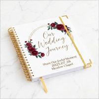 Organisateur de mariage personnalisé à couverture rigide, journal de mariée avec poches intérieures et sections à onglets