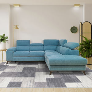 SALA DE ESTAR ESQUINERA MOD. EROS RIGHT EN TELA TURQUESA - Product Image 1