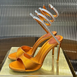 Sandalias de Tacón Alto de Cuero con Cristales de Lujo para Mujer, con Tiras Finas Envolventes y Punta Abierta - Product Image 5