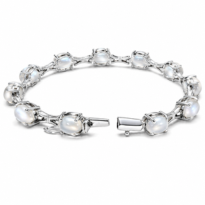 925 Sterling Silver Rhodium Plated Rainbow Moonstone <b>Bracelet</b> for Women - Product Image 3