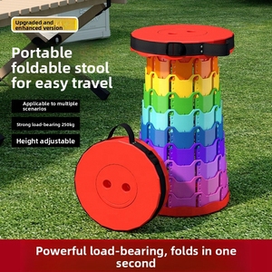 Taburete telescópico plegable para exteriores, taburete de plástico portátil de altura ajustable, para acampar, pescar, barbacoa, silla plegable moderna y sencilla - Product Image 4