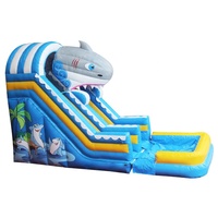 Toboggan aquatique gonflable commercial en forme de requin, château gonflable avec toboggan pour enfants