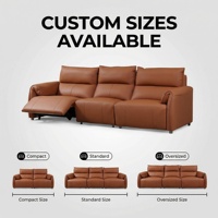 Canapé d'angle moderne trois places en cuir véritable avec chaise longue rétractable, coussins durables et écologiques rembourrés en mousse pour salon