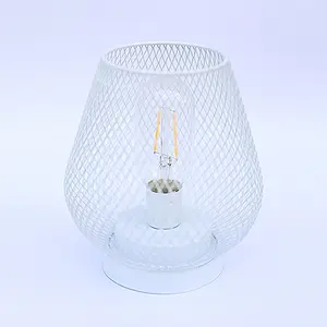 Brief round Metal Cage Table Lamp Battery Powered Cordless LED Lantern for Weddings Parties Home Decor Candle Holder