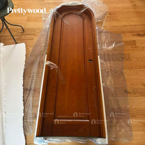 Prettywood pintu gaya Australia Vintage desain Interior atasan bulat Satu Panel kayu Solid pintu Interior melengkung - Product Image 6