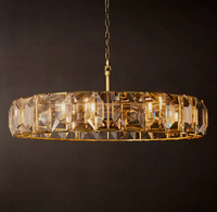Lustre suspendu moderne de luxe pour salon, grande lampe d'art pour villa, design en cristal et laiton américain pour table à manger