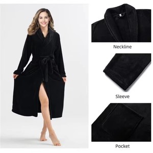 Peignoir de luxe en flanelle épaisse et douce pour femme, avec capuche, idéal pour l'hiver - Product Image 4