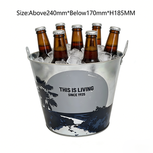 Cubo de Hielo de Metal Galvanizado con Diseño Personalizado de Playa, con Dos Asas, para Enfriar Cerveza, Ideal para Bares y Promociones Navideñas - Product Image 4