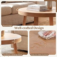Table basse rustique de 30 pouces, structure en bois d'ingénierie, plateau épaissi, design en forme de croix, capacité de 220 lb, couleur naturelle