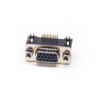 Connecteur femelle HD15 haute densité pour montage sur circuit imprimé, contacts usinés à angle droit, pas de 2,29 mm, verrouillage frontal par vis pour cartes vidéo