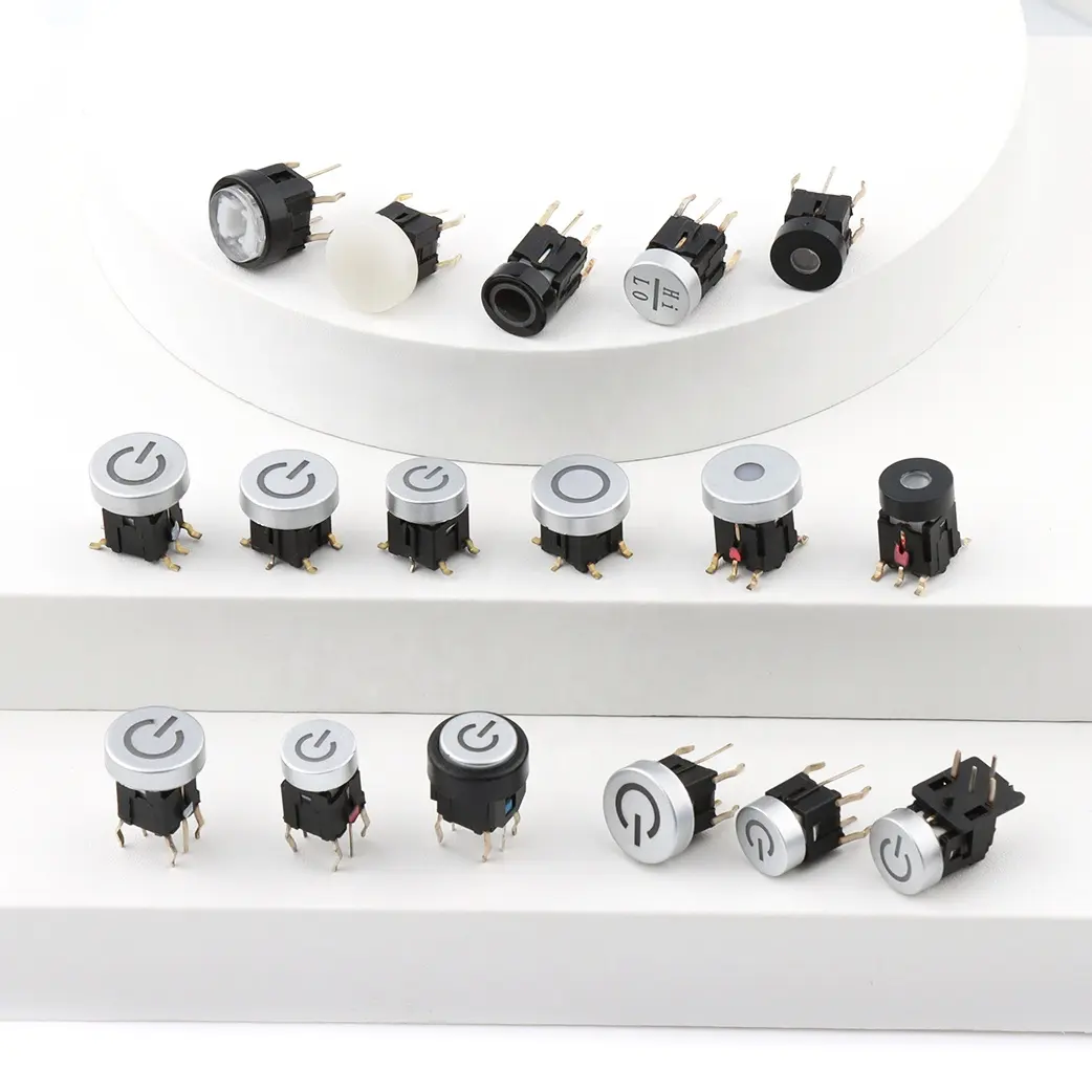 180degree SMD SMT 6*7.2/6*9/7*7/8*8/12*12 Mm Circular LED Tact Switch 6x7/6x9/7x7/8x8/12x12 Mm Illuminated Tactile Switch