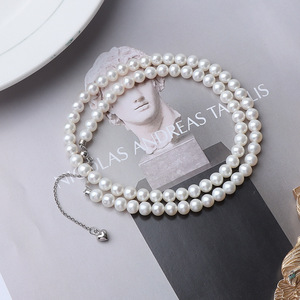 Collar de cuentas de perlas de agua dulce redondas naturales de 5-5,5mm de alta calidad, collar de cadena de clavícula de perlas versátil para joyería de mujer - Product Image 3