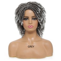 Perruque africaine courte pour femme, en fibre haute température, style dreadlocks, effet dégradé, bouclée en petites boucles, effet volumineux et effet effet usé, avec tube en soie, fabriquée à la machine
