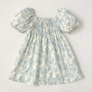 Sommer Neues Baby Mädchen Kinder Dünner Baumwoll-Blumen-Puffärmel Kurzarm Baby Body Strampler Mädchenkleid Schwestern Outfit - Product Image 4