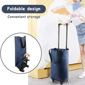 Draagbare Kleine Aanhangwagen Boodschappentas Met Intrekbaar Handvat Handig Supermarkt Winkelwagentje <span class=keywords><strong>Trolley</strong></span> - Product Image 4