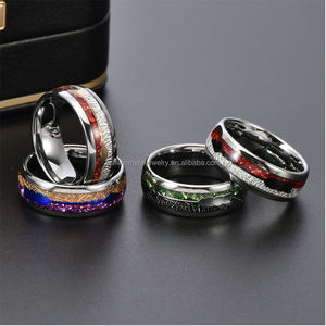 Rosé Vergulde Heren Wolfraam Ring Hout Gewei Abalone Shell Inlay Bruiloft Verloving Belofte Ring Voor Koppels Mode - Product Image 6