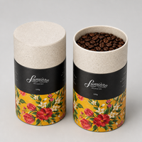 Emballage personnalisé en tube de carton écologique pour café, boîte ronde en papier de qualité alimentaire avec impression florale